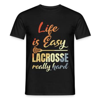 Life Is Easy Lacrosse Really Hard - Men's T-Shirt - black - Front - AI Model Male 178 light (178cm)