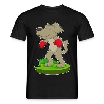 Dog Boxer Boxing Gloves Boxing - Men's T-Shirt - black - Front - AI Model Male 178 light (178cm)