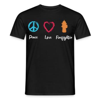 Peace Love Firefighter - Men's T-Shirt - black - Front - AI Model Male 178 light (178cm)