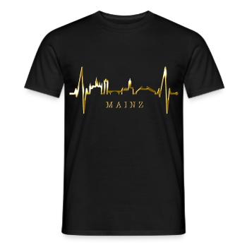 Mayence Skyline Heartbeat Fan Heart Love Mainzer - T-shirt homme - noir - Devant - AI Model Male 178 light (178cm)