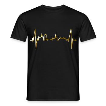 Mayence Skyline Heartbeat Fan Heart Love Mainzer - T-shirt homme - noir - Devant - AI Model Male 178 light (178cm)