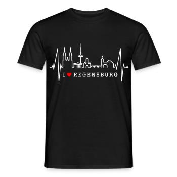 Regensburg Skyline Heartbeat Love Regensburgers - T-shirt homme - noir - Devant - AI Model Male 178 light (178cm)