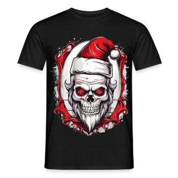 Totenkopf Weihnachtsmann - Männer T-Shirt - Schwarz - Vorne - AI Model Male 178 light (178cm)