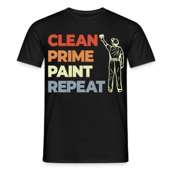 Clean Prime Paint Repeat - Men's T-Shirt - black - Front - AI Model Male 178 light (178cm)
