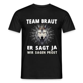 Hochzeit Junggesellenabschied Wolf Bräutigam Braut - Männer T-Shirt - Schwarz - Vorne - AI Model Male 178 light (178cm)