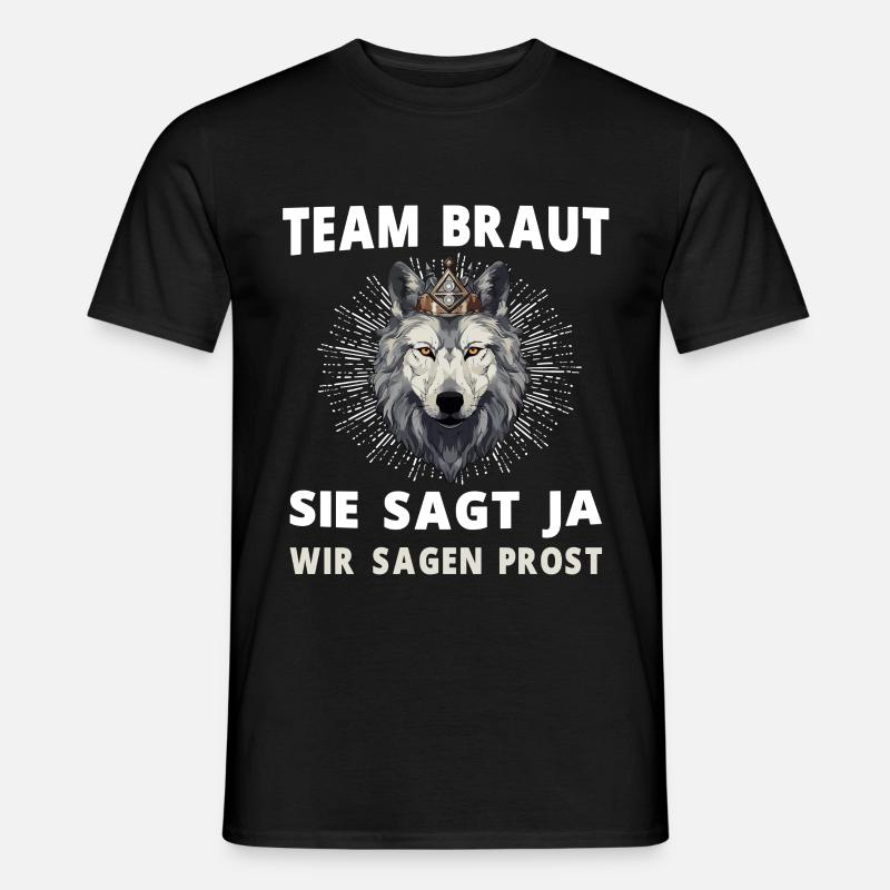 Hochzeit Junggesellenabschied Wolf Braut Bräutigam - Männer T-Shirt - Schwarz