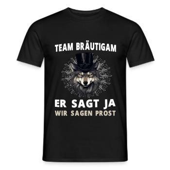 Wolf Junggesellenabschied Bräutigam Hochzeit - Männer T-Shirt - Schwarz - Vorne - AI Model Male 178 light (178cm)