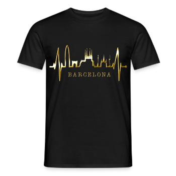 Barcelone Skyline Espagne Heartbeat Fan Barcelone - T-shirt homme - noir - Devant - AI Model Male 178 light (178cm)