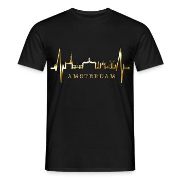 Amsterdam Skyline Netherlands Heartbeat Holland - Men's T-Shirt - black - Front - AI Model Male 178 light (178cm)