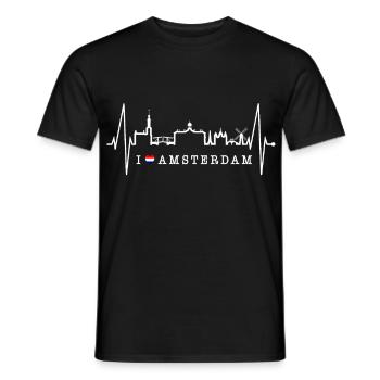Amsterdam Skyline Netherlands Heartbeat Holland - Men's T-Shirt - black - Front - AI Model Male 178 light (178cm)