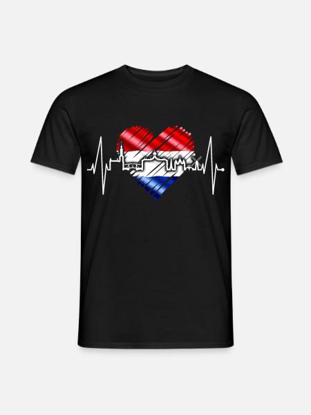 Amsterdam Skyline Pays-Bas Heartbeat Holland - T-shirt homme - noir