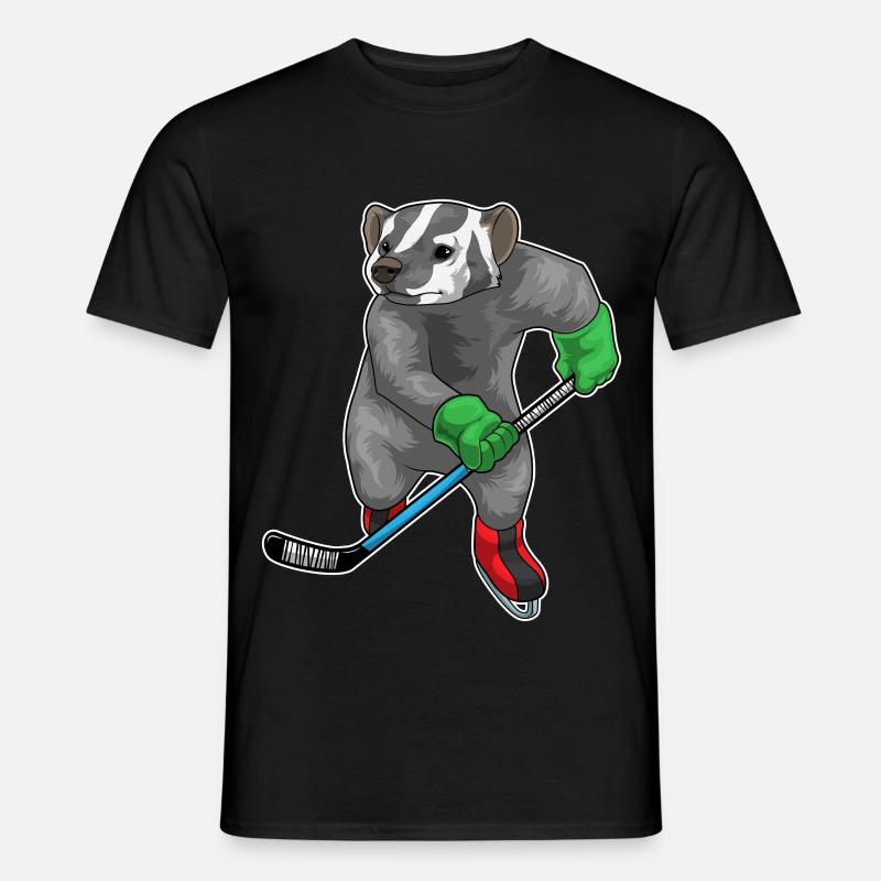 Dachs Eishockey Eishockeyschläger - Männer T-Shirt - Schwarz