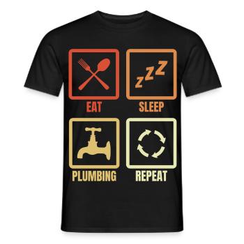 Manger, dormir, plomber, répéter - T-shirt homme - noir - Devant - AI Model Male 178 light (178cm)