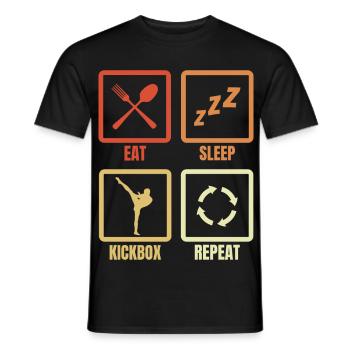 Essen Schlafen Kickboxen Wiederholen - Männer T-Shirt - Schwarz - Vorne - AI Model Male 178 light (178cm)