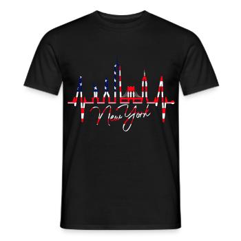 New York Skyline coeur coeur USA cadeau NY - T-shirt homme - noir - Devant - AI Model Male 178 light (178cm)