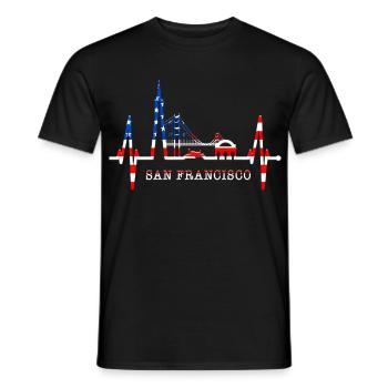 San Francisco Skyline Heartbeat California USA - Men's T-Shirt - black - Front - AI Model Male 178 light (178cm)