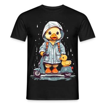 Canard mignon avec rouleau - T-shirt homme - noir - Devant - AI Model Male 178 light (178cm)