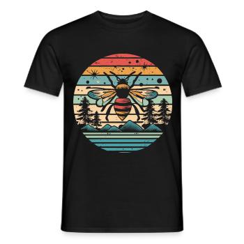 Retro Sunset Bee - Men's T-Shirt - black - Front - AI Model Male 178 light (178cm)