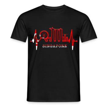 Singapour Skyline Heartbeat Asie J’aime Singapour - T-shirt homme - noir - Devant - AI Model Male 178 light (178cm)
