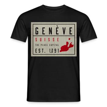 Genève Suisse Peace Capital Vintage - Men's T-Shirt - black - Front - AI Model Male 178 light (178cm)