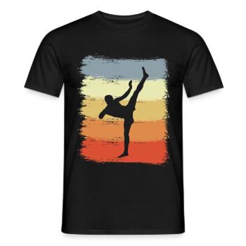 Vintage Kickboxer Zeichnung - Männer T-Shirt - Schwarz - Vorne - AI Model Male 178 light (178cm)
