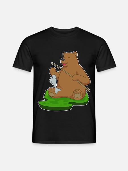 Bear Angler Fish Fishing - Men's T-Shirt - black