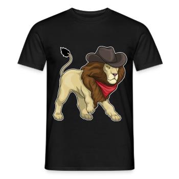 Löwe Cowboy Cowboyhut - Männer T-Shirt - Schwarz - Vorne - AI Model Male 178 light (178cm)