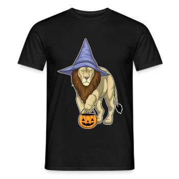 Lion Sorcière d’Halloween - T-shirt homme - noir - Devant - AI Model Male 178 light (178cm)