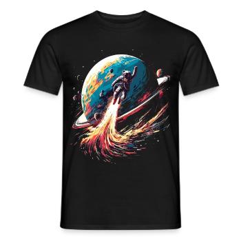 Art de la planète astronaute - T-shirt homme - noir - Devant - AI Model Male 178 light (178cm)