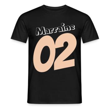 Marraine 02 en rose pêche - T-shirt homme - noir - Devant - AI Model Male 178 light (178cm)