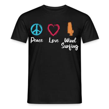 Peace Love Windsurfing - Men's T-Shirt - black - Front - AI Model Male 178 light (178cm)