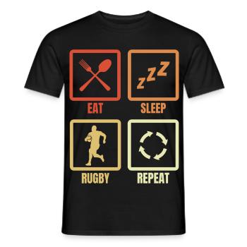 Eat Sleep Rugby Repeat - Men's T-Shirt - black - Front - AI Model Male 178 light (178cm)