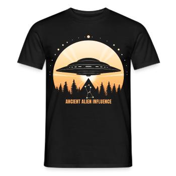 Ancient Alien Influence – UFO Orion Pyramide - Männer T-Shirt - Schwarz - Vorne - AI Model Male 178 light (178cm)