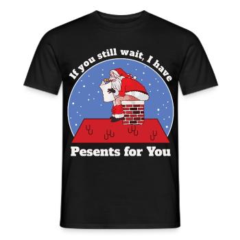 Funny Santa Claus - Men's T-Shirt - black - Front - AI Model Male 178 light (178cm)