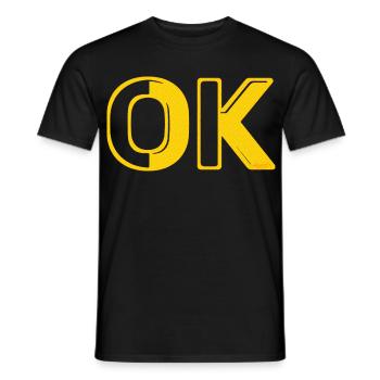 OK okay retro grid letters O.K. 70s vintage - Men's T-Shirt - black - Front - AI Model Male 178 light (178cm)