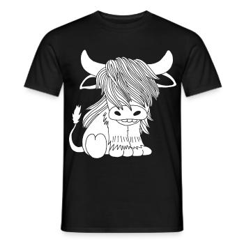 Weiße langhaarige Kuh - Männer T-Shirt - Schwarz - Vorne - AI Model Male 178 light (178cm)