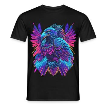 Neon Adler Synthwave Adler - Männer T-Shirt - Schwarz - Vorne - AI Model Male 178 light (178cm)