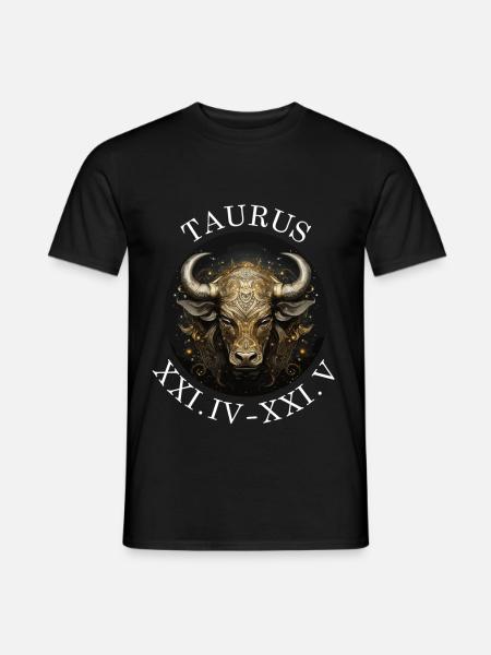Goldener Taurus Stier Zodiak Ornament - Männer T-Shirt - Schwarz