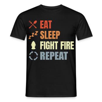 Eat Sleep Fight Fire Repeat - Men's T-Shirt - black - Front - AI Model Male 178 light (178cm)