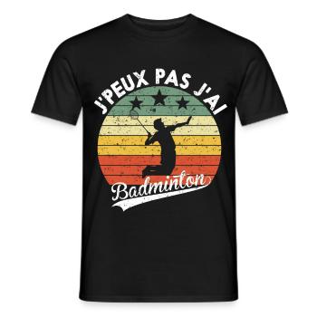 I Can't I Have Badminton Humorous Gift - Men's T-Shirt - black - Front - AI Model Male 178 light (178cm)