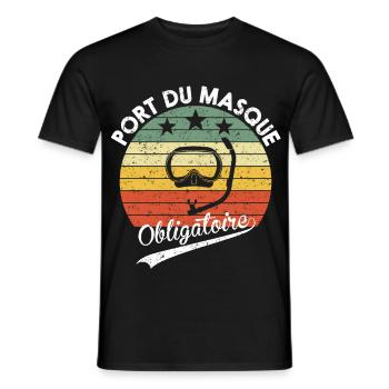 Port du Masque Obligatoire Humour Cadeau Plongée - T-shirt homme - noir - Devant - AI Model Male 178 light (178cm)