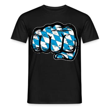 Bayern Flagge Faust Symbol used - Männer T-Shirt - Schwarz - Vorne - AI Model Male 178 light (178cm)
