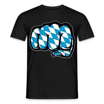 Bayern Flagge Faust Symbol - Männer T-Shirt - Schwarz - Vorne - AI Model Male 178 light (178cm)