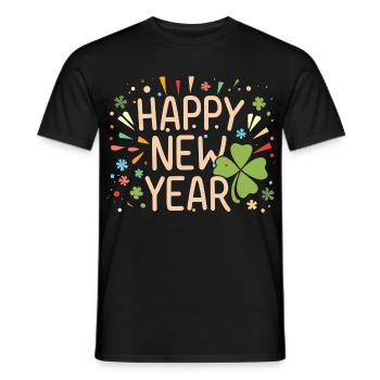 La joie du Nouvel An avec Shamrock - T-shirt homme - noir - Devant - AI Model Male 178 light (178cm)