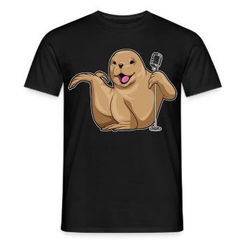 Seehund Sänger Mikrofon Singen - Männer T-Shirt - Schwarz - Vorne - AI Model Male 178 light (178cm)