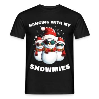 Hanging With My Snowmies Snowman Christmas - Men's T-Shirt - black - Front - AI Model Male 178 light (178cm)