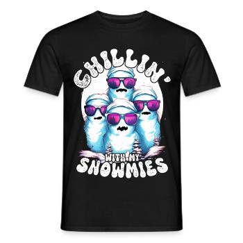 Chillin With My Snowmies Snowman - Men's T-Shirt - black - Front - AI Model Male 178 light (178cm)