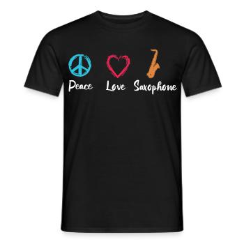 Saxophone Amour Paix - T-shirt homme - noir - Devant - AI Model Male 178 light (178cm)