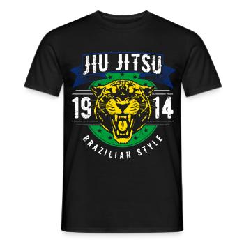 Brazilian Jiu Jitsu 1914 Jaguar Head BJJ Gift - Men's T-Shirt - black - Front - AI Model Male 178 light (178cm)