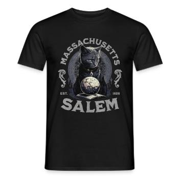 Salem Massachusetts Wizard Cat - Men's T-Shirt - black - Front - AI Model Male 178 light (178cm)